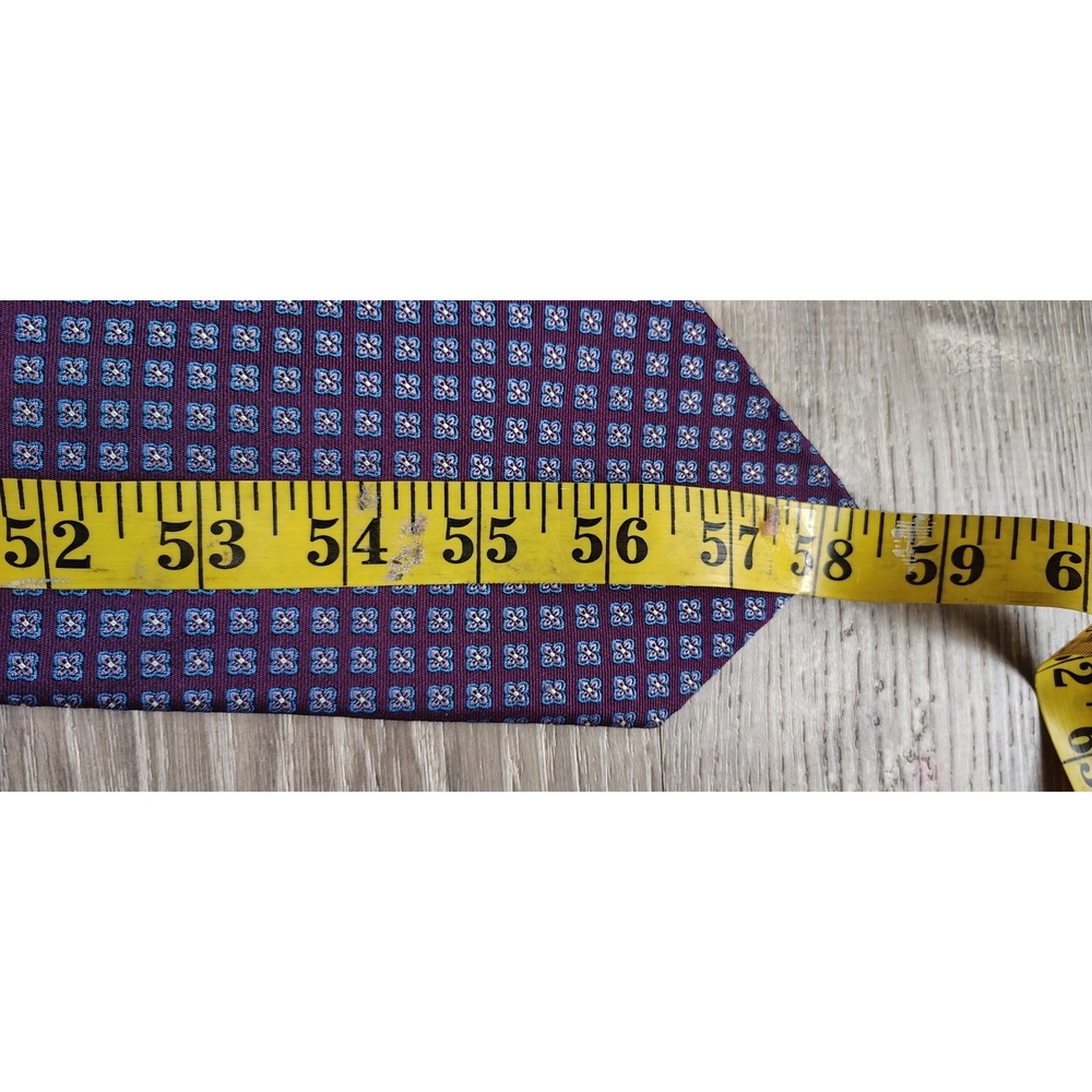 Brooks Brothers 346 100% Silk Neck Woven Square Floral Purple Blue Silver USA - Picture 6 of 6